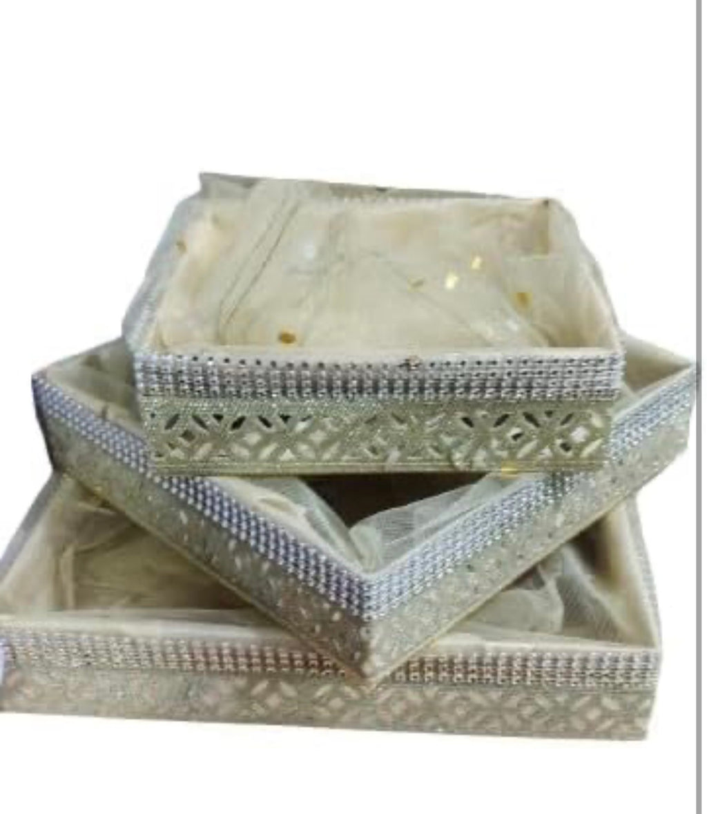 Rectangular Gift Baskets – Set of 3 (Gold)