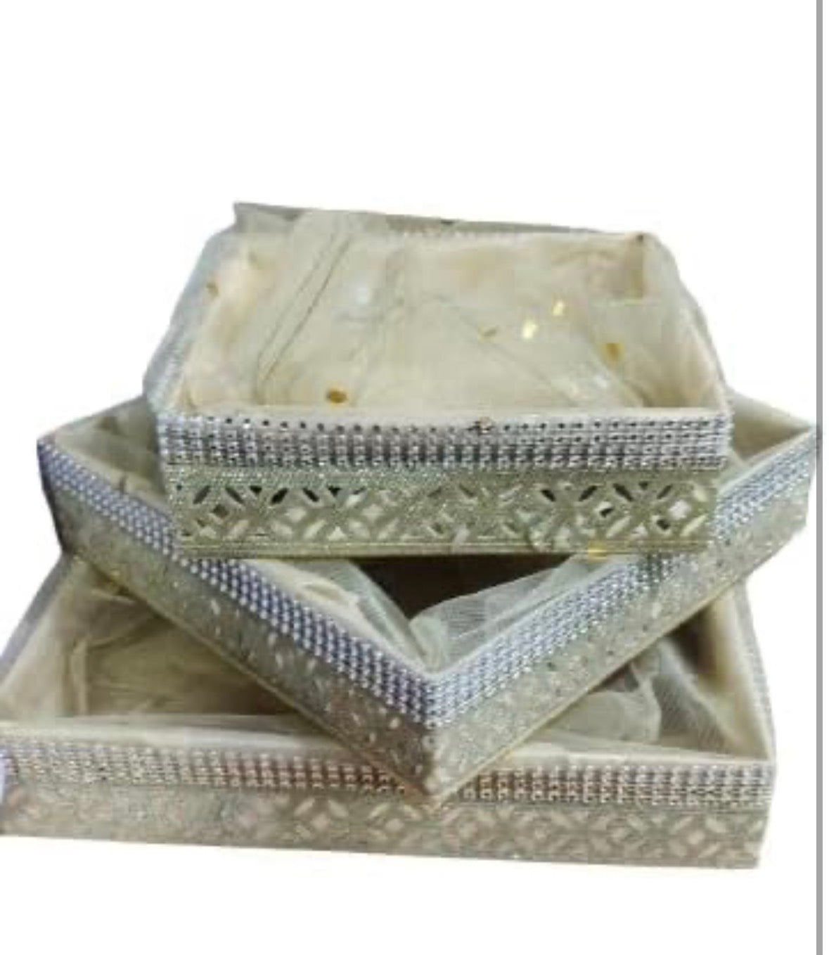 Rectangular Gift Baskets – Set of 3 (Gold)