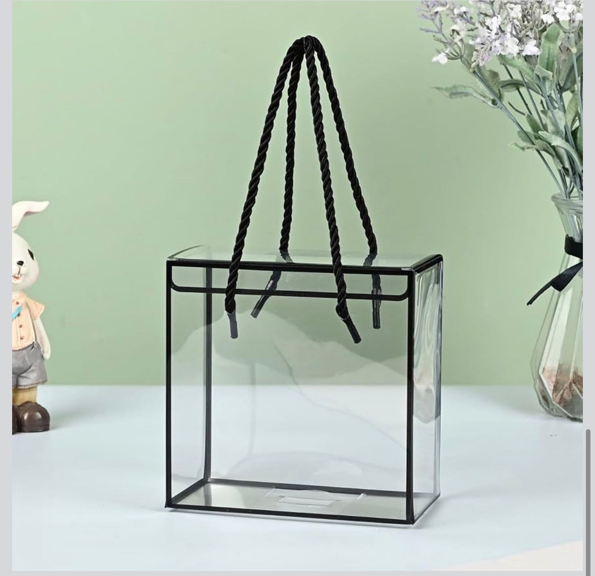 Transparent Gift Boxes – Pack of 6 (Black, 15cm)