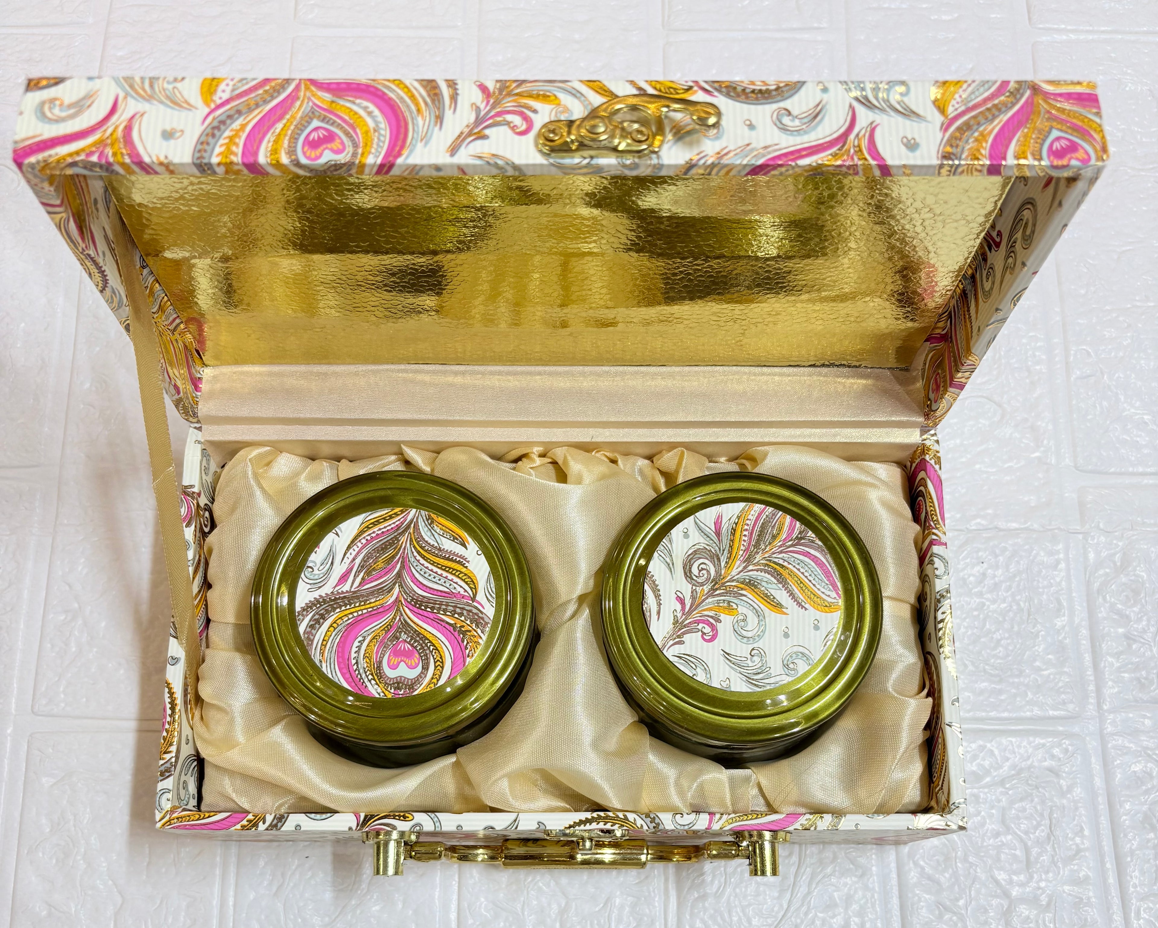 Premium Dry Fruit Gift Box with 2 Designer Glass Jars – Elegant Packaging for Festive & Corporate Gifting