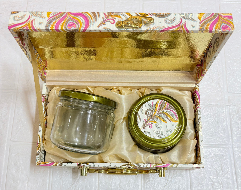 Premium Dry Fruit Gift Box with 2 Designer Glass Jars – Elegant Packaging for Festive & Corporate Gifting