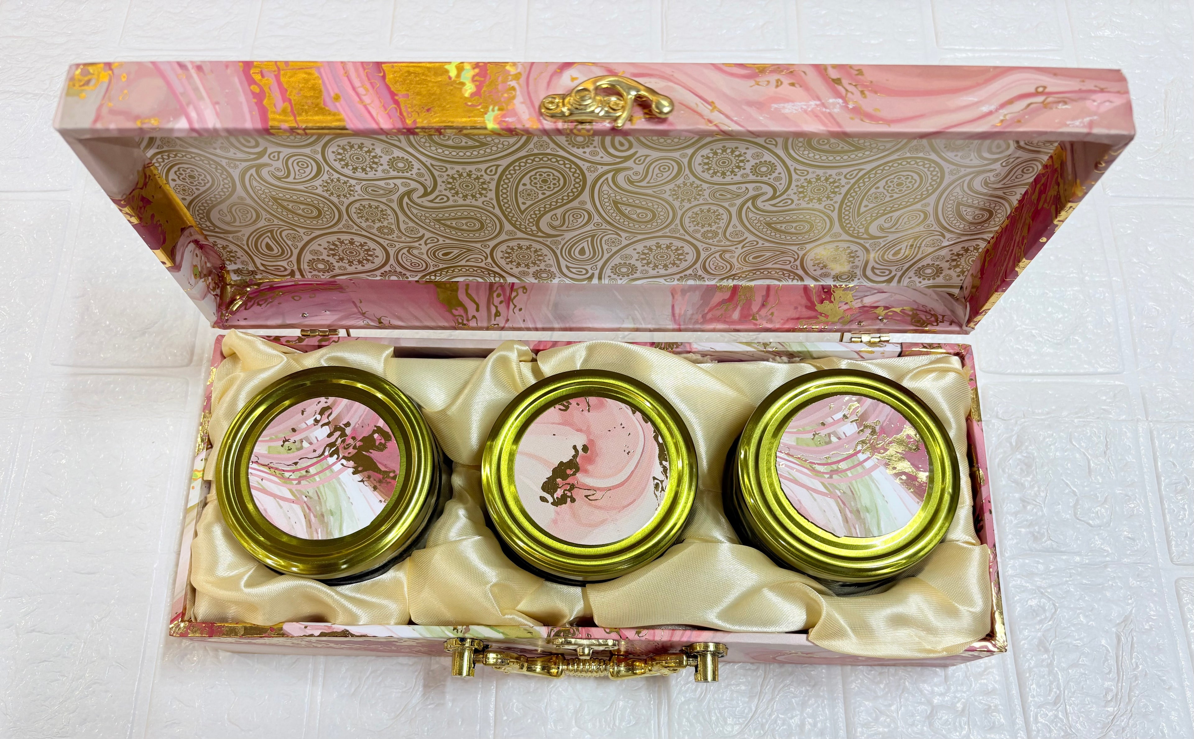 Premium Dry Fruit Gift Box with 3 Designer Glass Jars – Elegant Packaging for Festive & Corporate Gifting