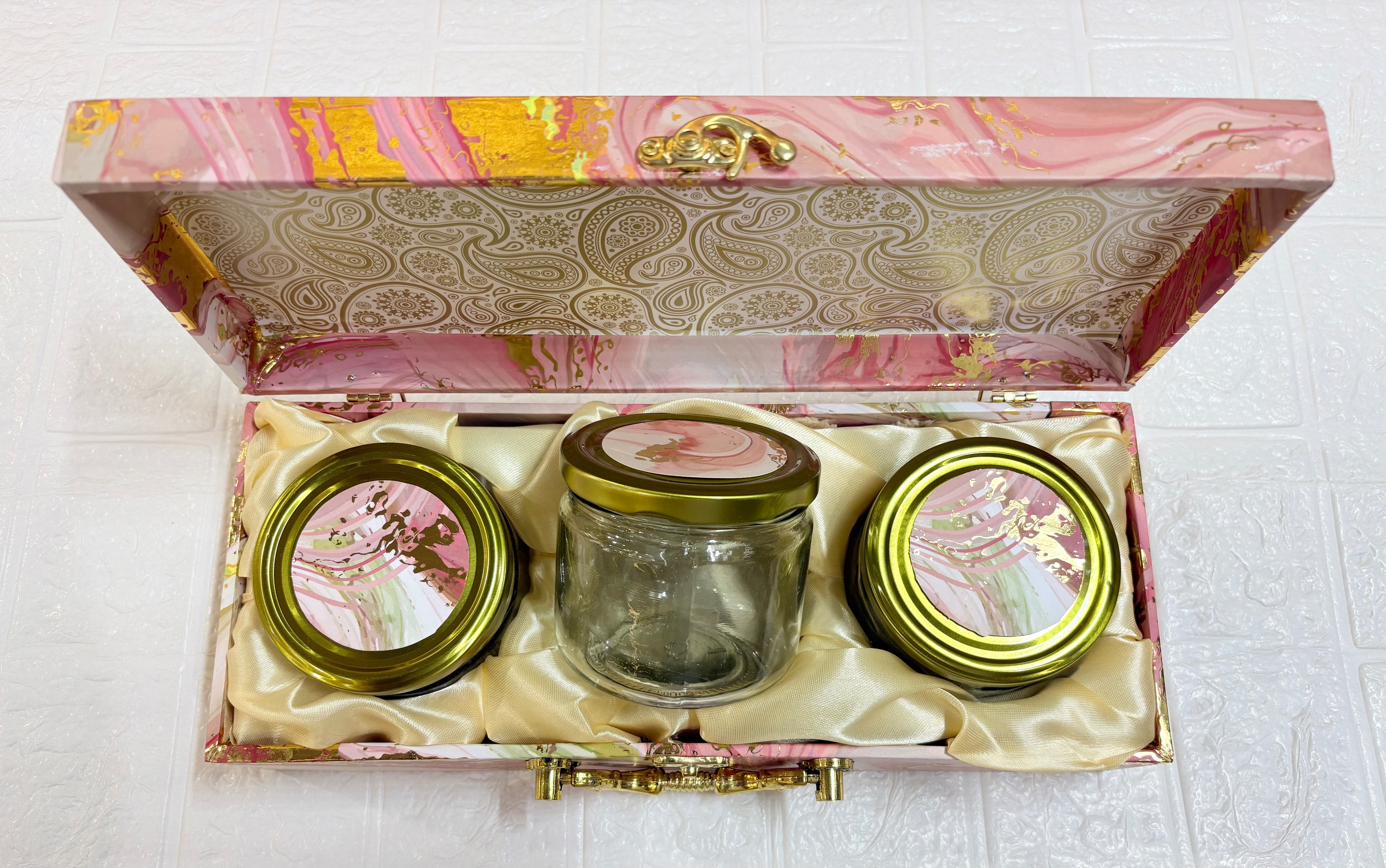 Premium Dry Fruit Gift Box with 3 Designer Glass Jars – Elegant Packaging for Festive & Corporate Gifting