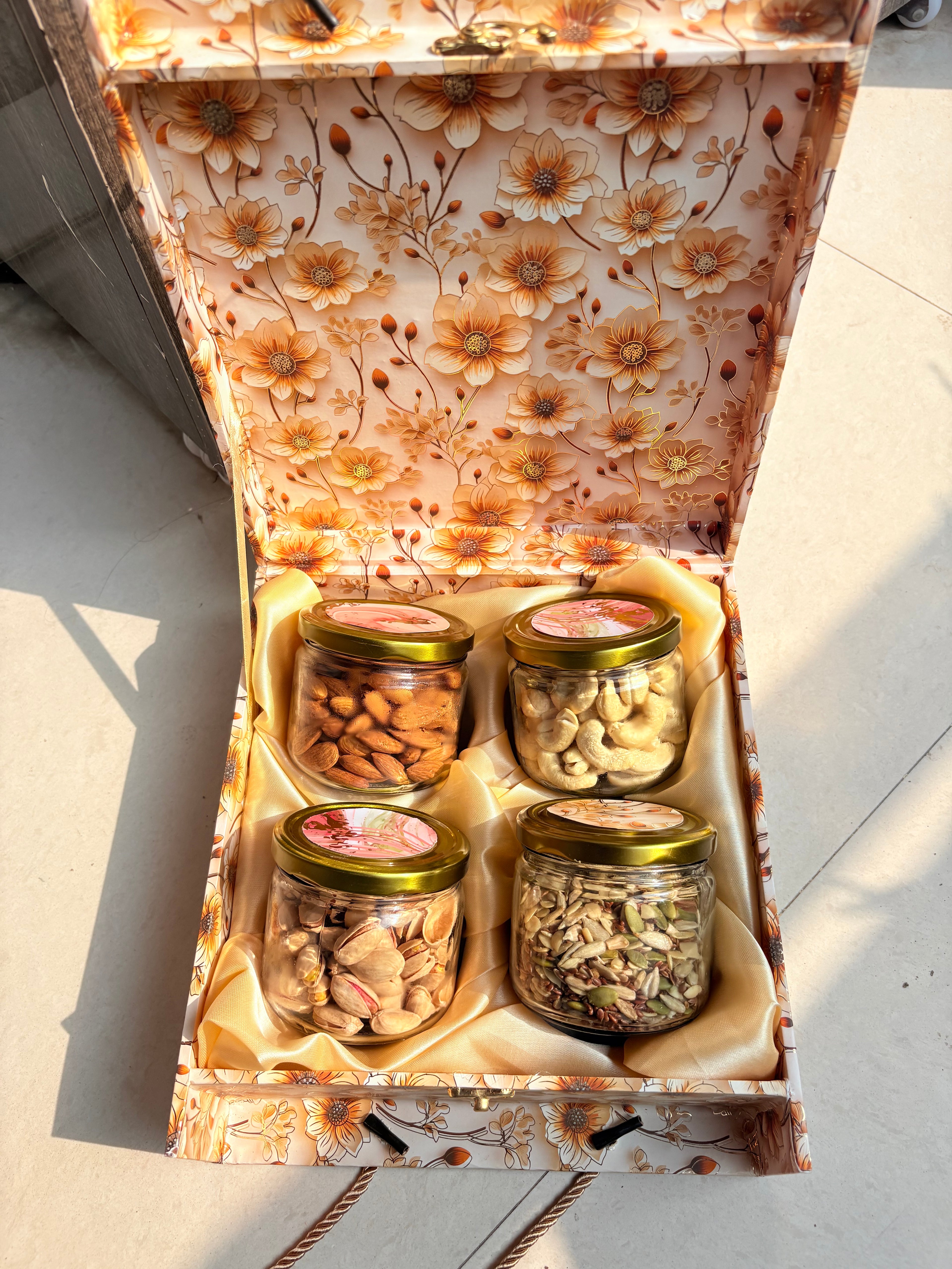 Dry Fruit Gift Box – 4 Jars (Almond, Cashew, Pistachio & Seeds)