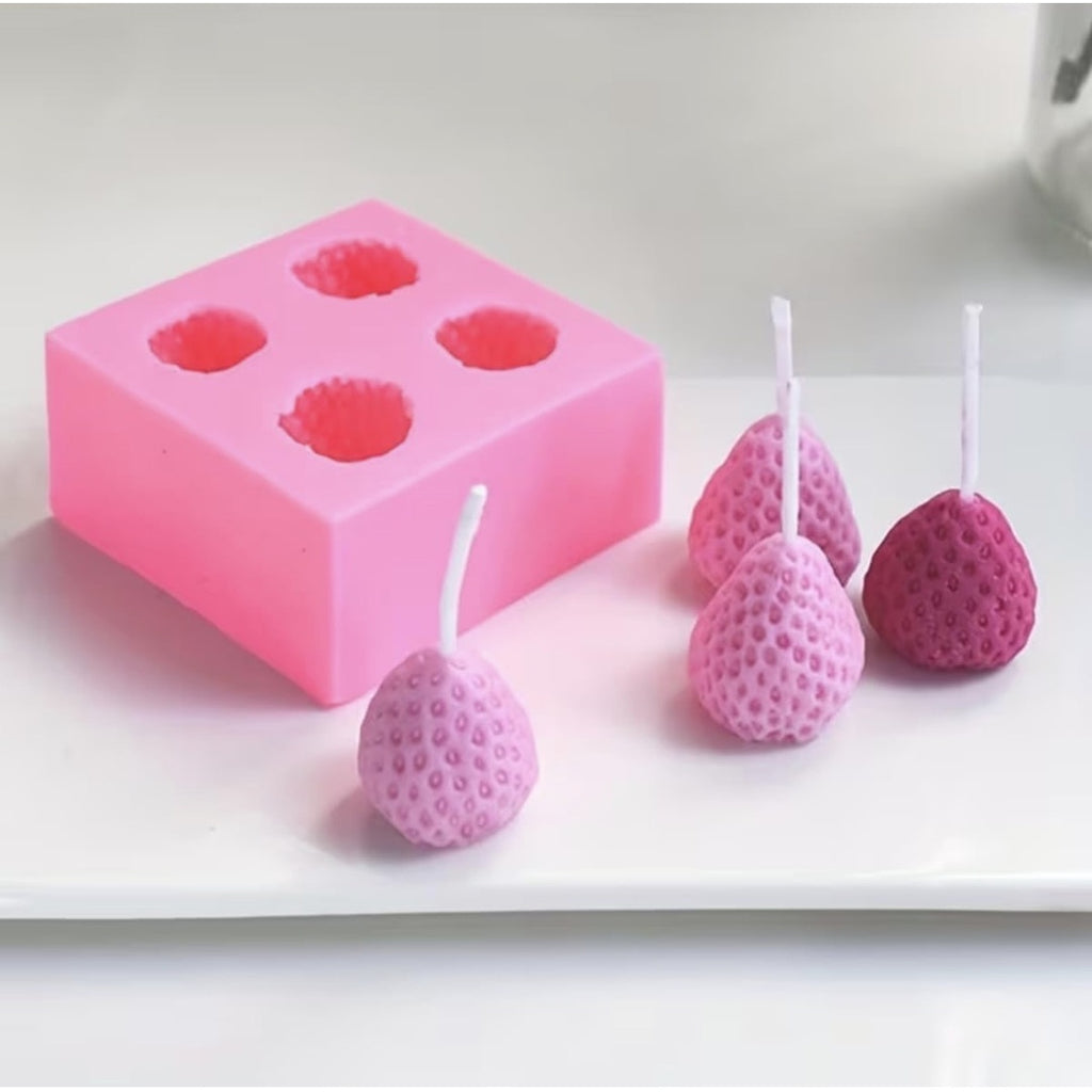 Strawberry Silicone Candle Mould – 4 Slot