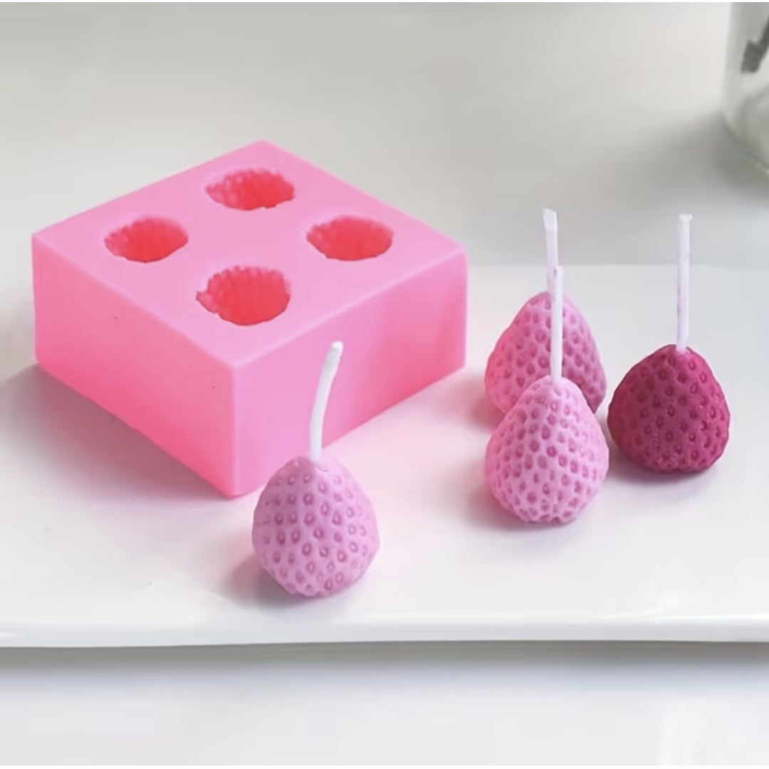 Strawberry Silicone Candle Mould – 4 Slot