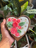 Heart-Shaped Soy Wax Candle in Wooden Bowl