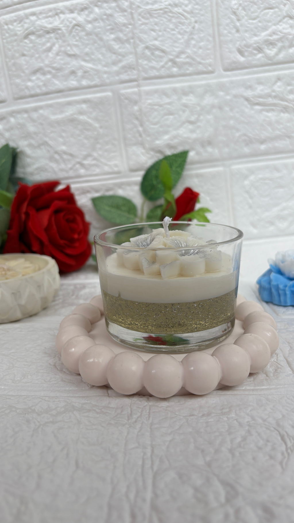 Silver glass candle